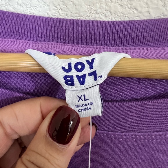 Joy Lab Top French Terry Tie Dye Cropped Sweatshirt White Purple Size XL - Picture 4 of 8